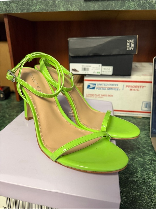 Madden Girl Shoes - Madden Girl Neon Green Patent T-Strap Heels
